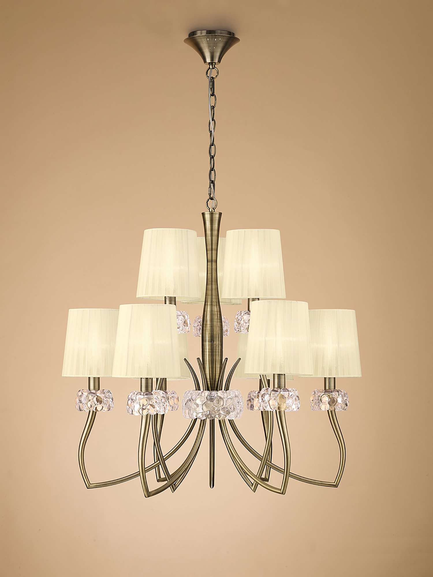 Loewe Antique Brass-Cream Ceiling Lights Mantra Multi Arm Fittings